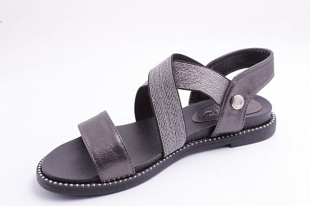 T4-80611-272 сандалии /10/ (BLACK PU/SILVER ELASTIC)