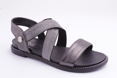 T4-80611-272 сандалии /10/ (BLACK PU/SILVER ELASTIC)